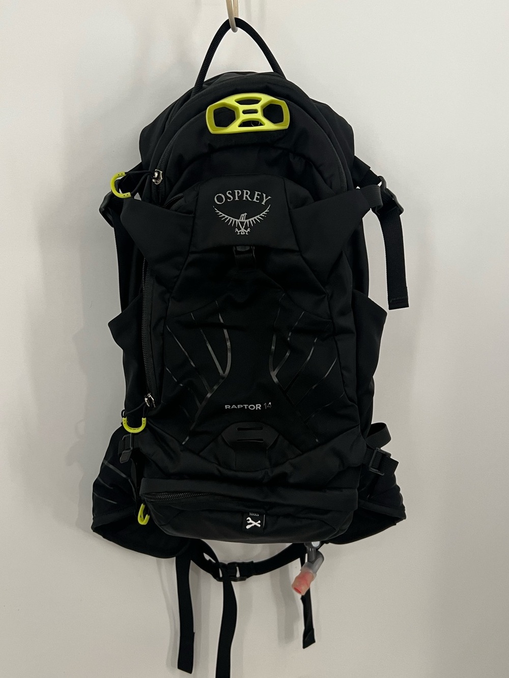 Osprey Raptor 14 Hydration Hiking Backpack - Black with Lime Accents
